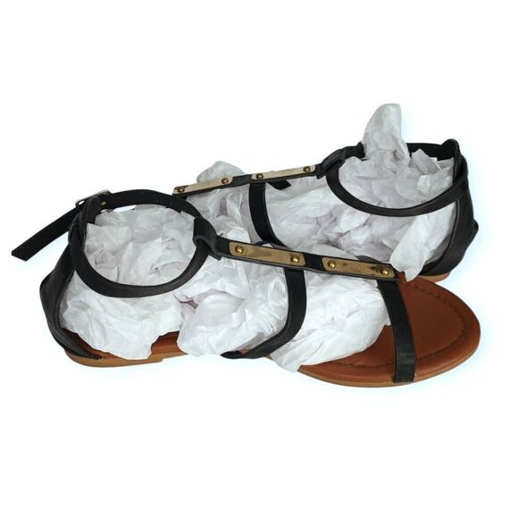 TOP MODA BLACK CAGE STRAP SANDALS SZ.7.5 EUC. - Picture 4 of 7